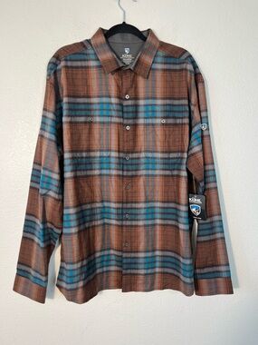 KUHL Fugitive Flannel Mens
Classic Plaid Button-Up Shirt in Bonfire Size XXL NEW